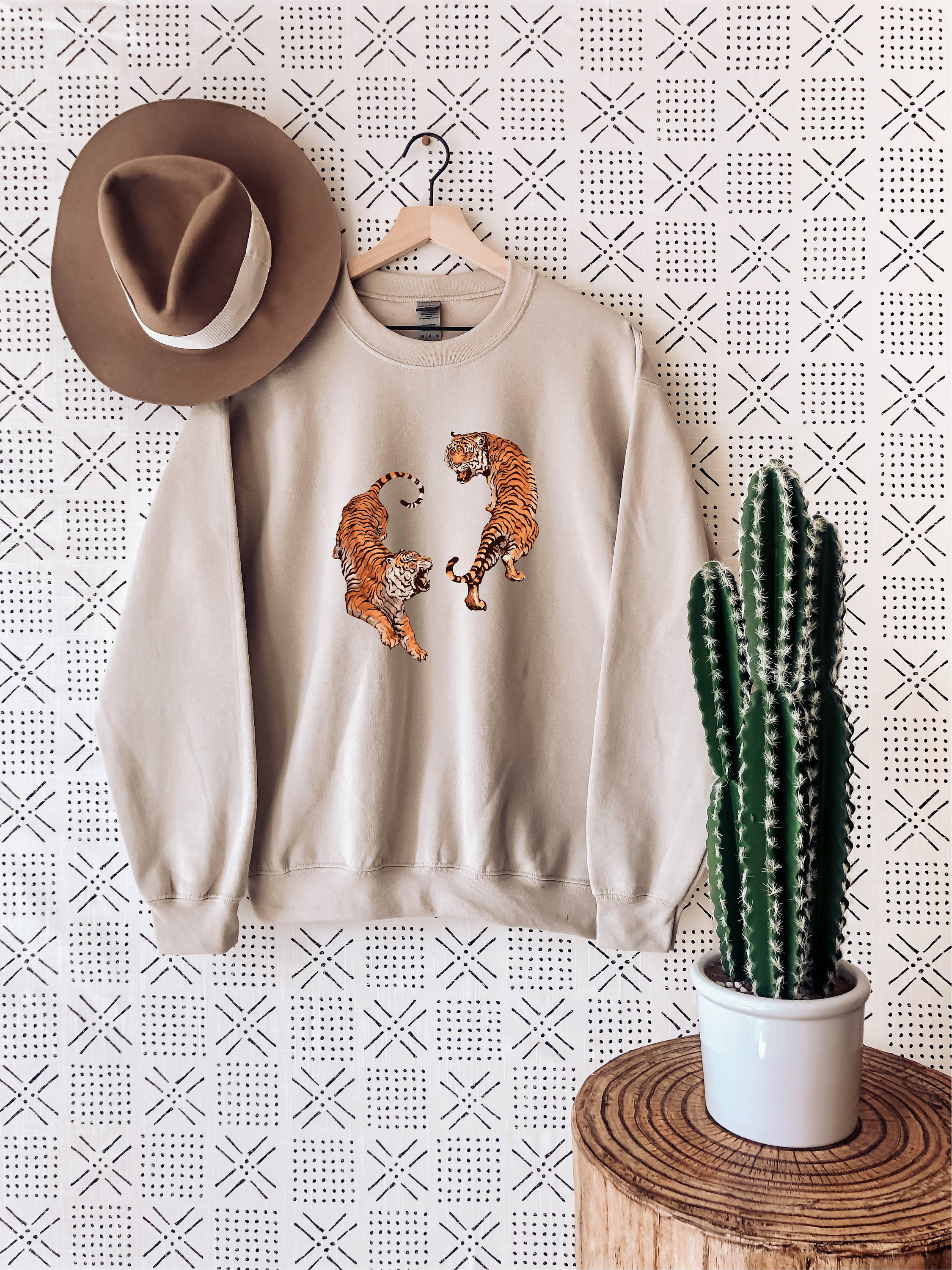 Vintage Tiger Aesthetic Sweatshirt, Twin Leopar Sweater, Sweater 