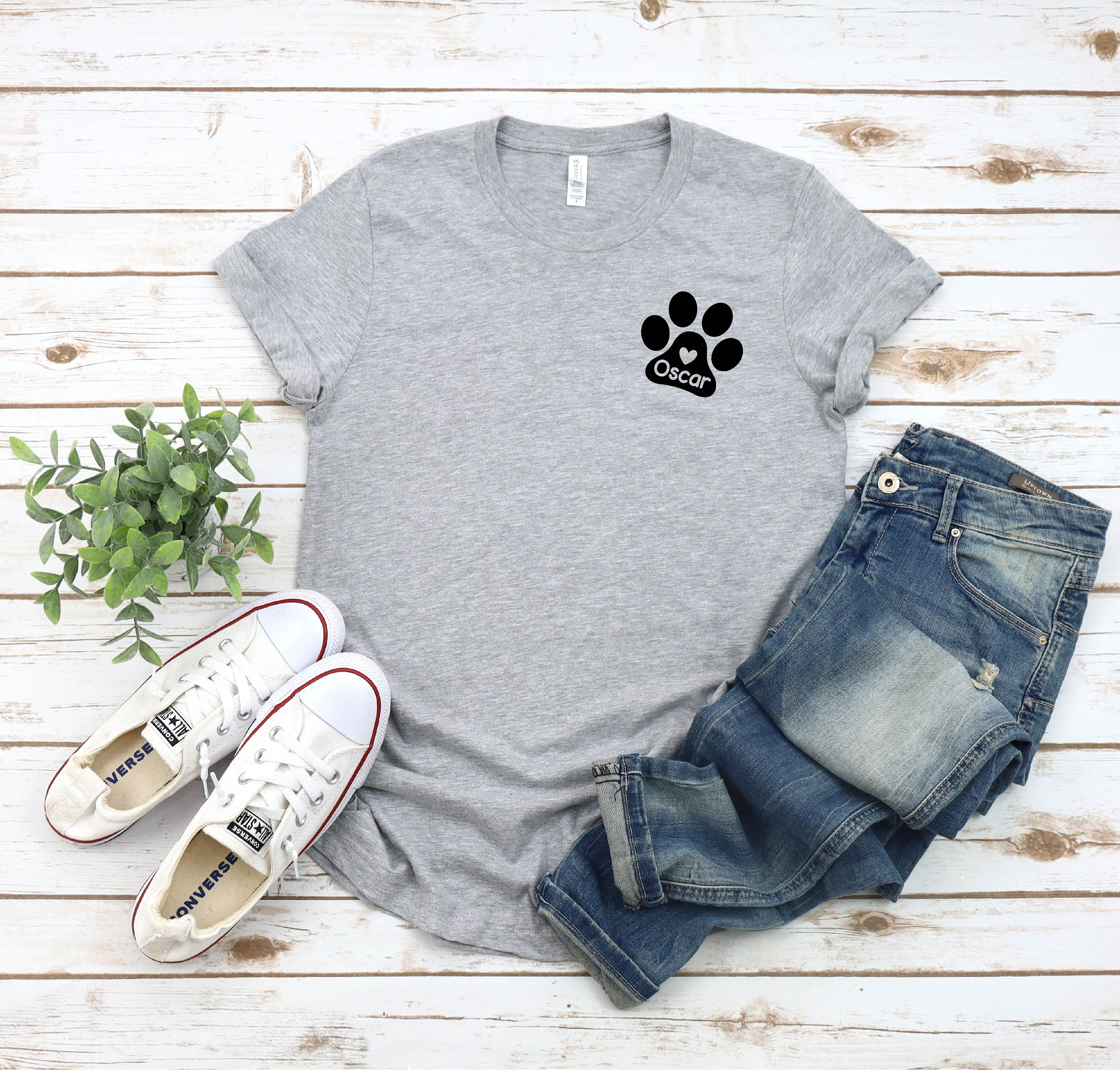 T-shirt con stampa di zampe di cane - amante degli animali domestici - T- shirt Love Dog Maglietta con Collo a V