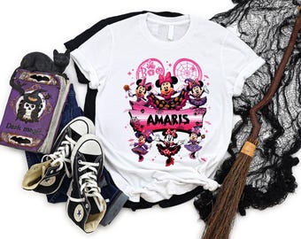 Custom Name Disney Minnie Halloween 2026 Tee, Custom Disney Trip Shirt, Minnie Halloween Ghost Tees, Halloween Family Disney Halloween Shirt