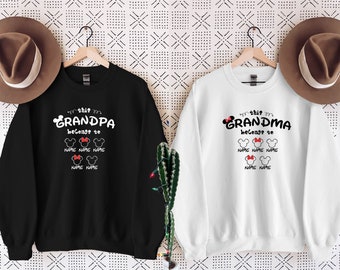 This Grandpa and Grandma Belongs To Sweatshirt, Personalized Grandpa Sweater,Grandma and Grandpa Sweater,Customized Gift With Grandkid Names