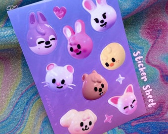 Stray Kids // Feuille d'autocollants semi-transparents Jelly SKZOO