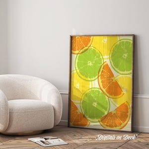 Poster Agrumes, Impression numérique, Art mural, Décoration de cuisine, Poster éclectique lumineux, Art abstrait | Art de cuisine imprimable | Téléchargement numérique