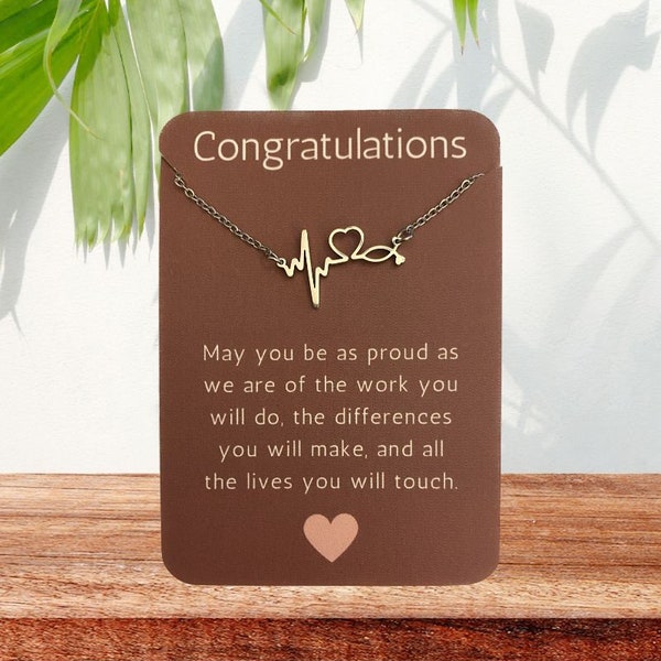 Stethoscope Necklace, Nurse Pinning Ceremony Gift, White Coat Ceremony Gift, Nurse Graduation Card, RN, NP, PA gift, Doctor Gift,