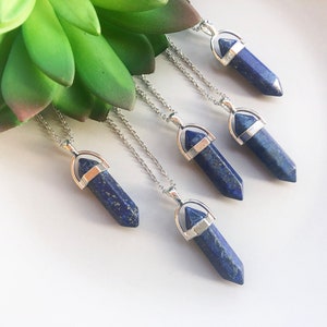 Lapis lazuli crystal point necklace Lapis lazuli pendant Genuine lapis lazuli necklace
