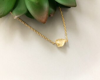 Raw citrine necklace Natural citrine crystal pendant November birthstone