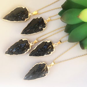 Black obsidian necklace Raw genuine obsidian pendant Real obsidian crystal necklace