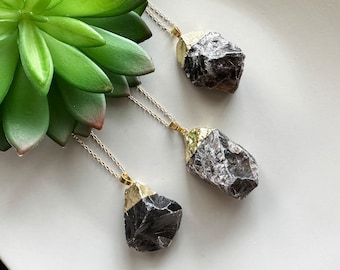 Raw smokey quartz crystal necklace Gilded Raw smoky quartz pendant Freeform crystal necklace with 18k gold chain