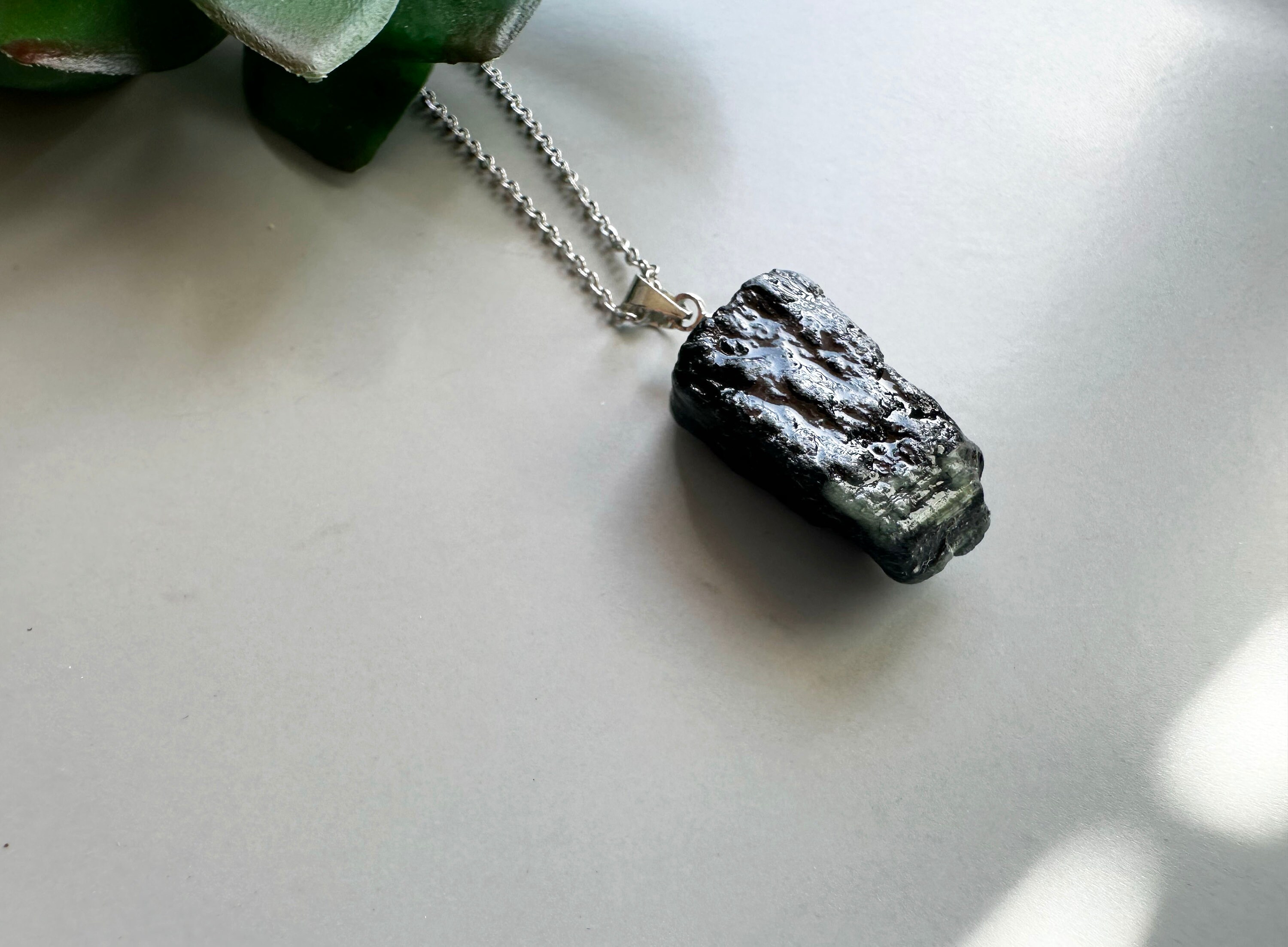 Raw black tourmaline necklace Genuine black tourmaline pendant Natural black tourmaline crystal necklace