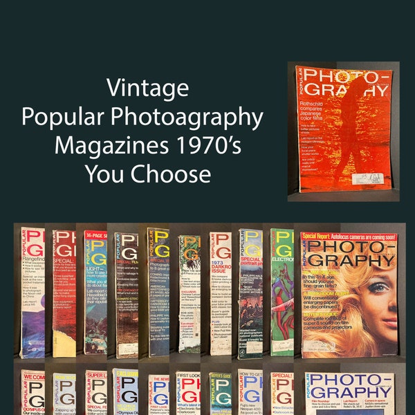 1970's Popular Photography Magazines, You Choose an Issue, Old Vintage Photography Magazines, Hag's Nook Book Store