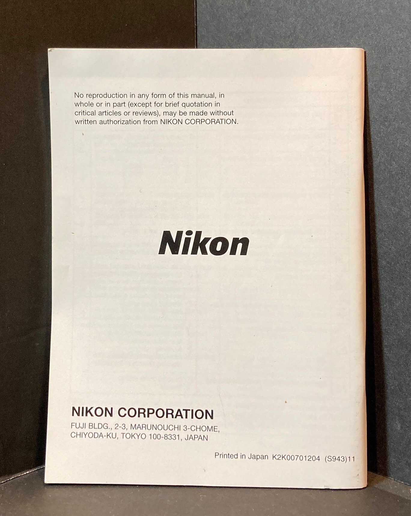 Nikon F100 Instruction Manual English 35mm Film Camera Etsy
