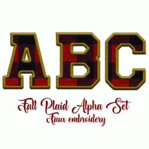 Faux Embroidery Plaid Fall Alphas png, Sublimation, Autumn Fabric Textured Letters, PNG, Fall Alpha Set png