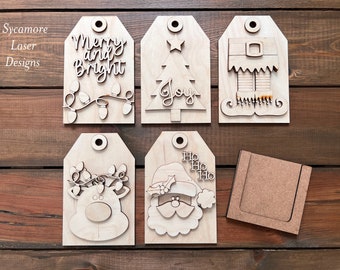 Christmas Gift Card Holder/Unfinished Wood Blanks/DIY Christmas Decor/Coffee/Tiered Tray decor/Ornament/Teacher Gift/Gift Card
