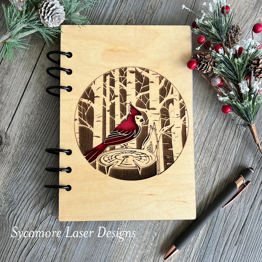 Cardinal and Birch Refillable Laser Cut Engraved Wood Journal ...