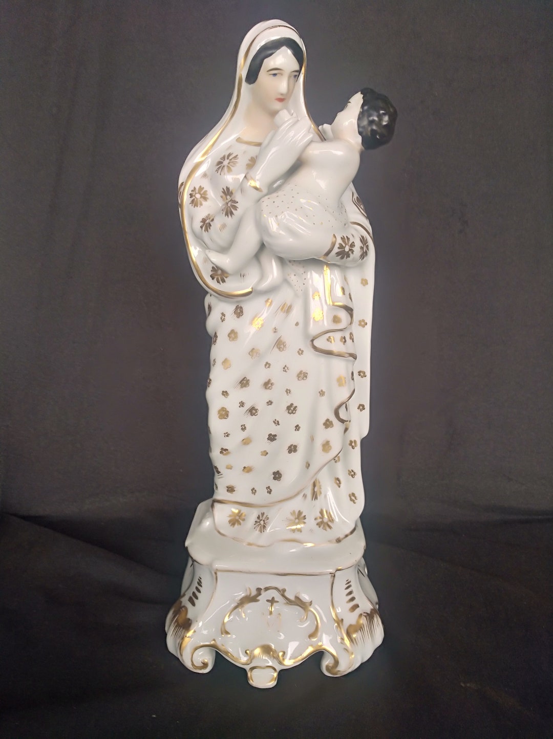 Antique French Vieux Paris Old Porcelain Madonna Statue Figurine ...
