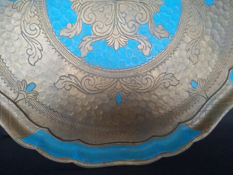 Blue and Gold Decorated With Floral Motifs Vintage Florentine Tray ...