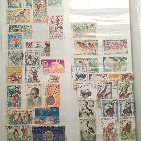 Collection of 34 stamps from Niger, Republique du Niger, Themes sports, animals, ethnography, Olympic games, birds, red cross, etc.