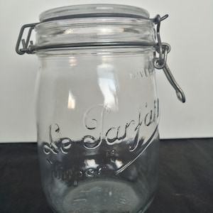 Le Parfait &quot;Super&quot; tarro de abrazadera de alambre 1 litro, tarro de almacenamiento, tarro de esterilización, tarro de conservación, decoración de cocina, retro vintage, tarro de caramelo