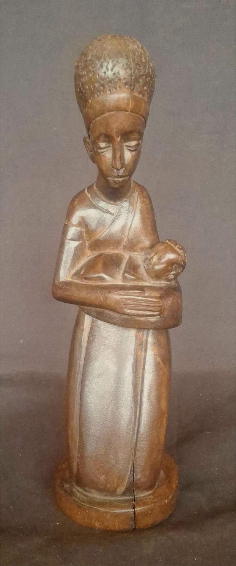 Maria Met Kindje Jezus, Naief Gesneden Afrikaans Hardhouten Beeldje ...