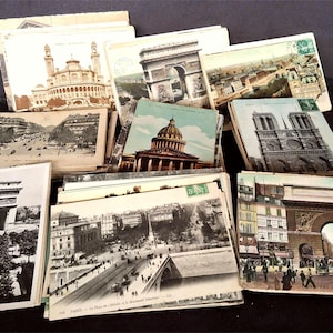Mix of postcards from Paris; Surprise package with 5 or 10 randomly selected postcards. Collage, Ephemera, Scrapbooking