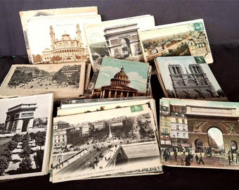 Mix of postcards from Paris; Surprise package with 5 or 10 randomly selected postcards. Collage, Ephemera, Scrapbooking