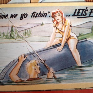 Carte postale américaine amusante - carte postale liée à la pêche. Carte non utilisée avec timbre. Par Dexter Press, Pearl River, N.Y.