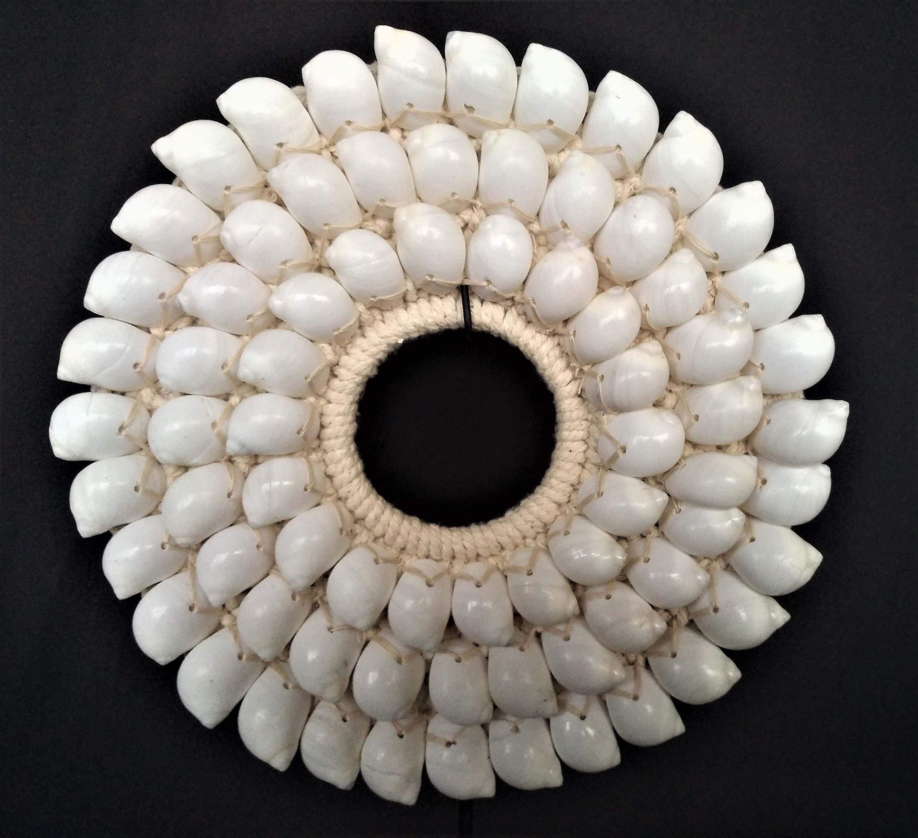 Custom Shell Wreath Shell Wreath, Shell Collar, on Custom Stand, White Shells Mounted on ...