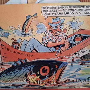 Carte postale américaine amusante - carte postale liée à la pêche. carte non utilisée