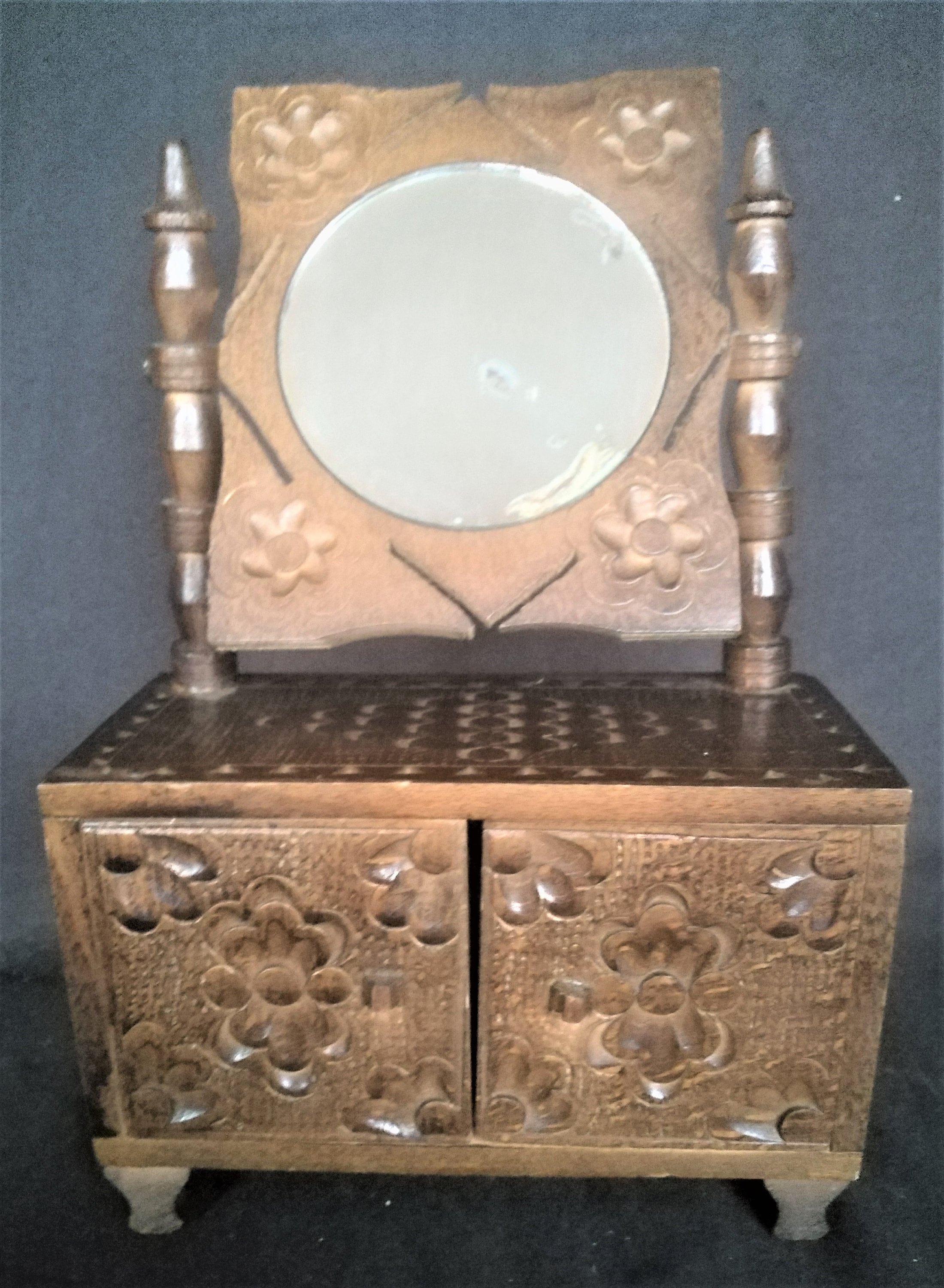 Dollhouse furniture, Miniature cabinet, Sideboard with mirror, 50 thies or 60thies retro, Handmade, artisan,
