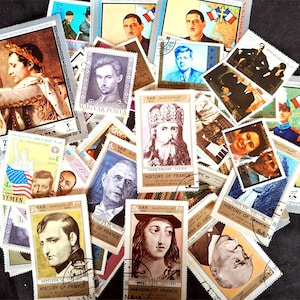 Sellos de personajes famosos de todo el mundo Se utilizan habitualmente. Kennedy, Napoleón, General de Gaulle, etc. 25, 50, 100, 200 piezas
