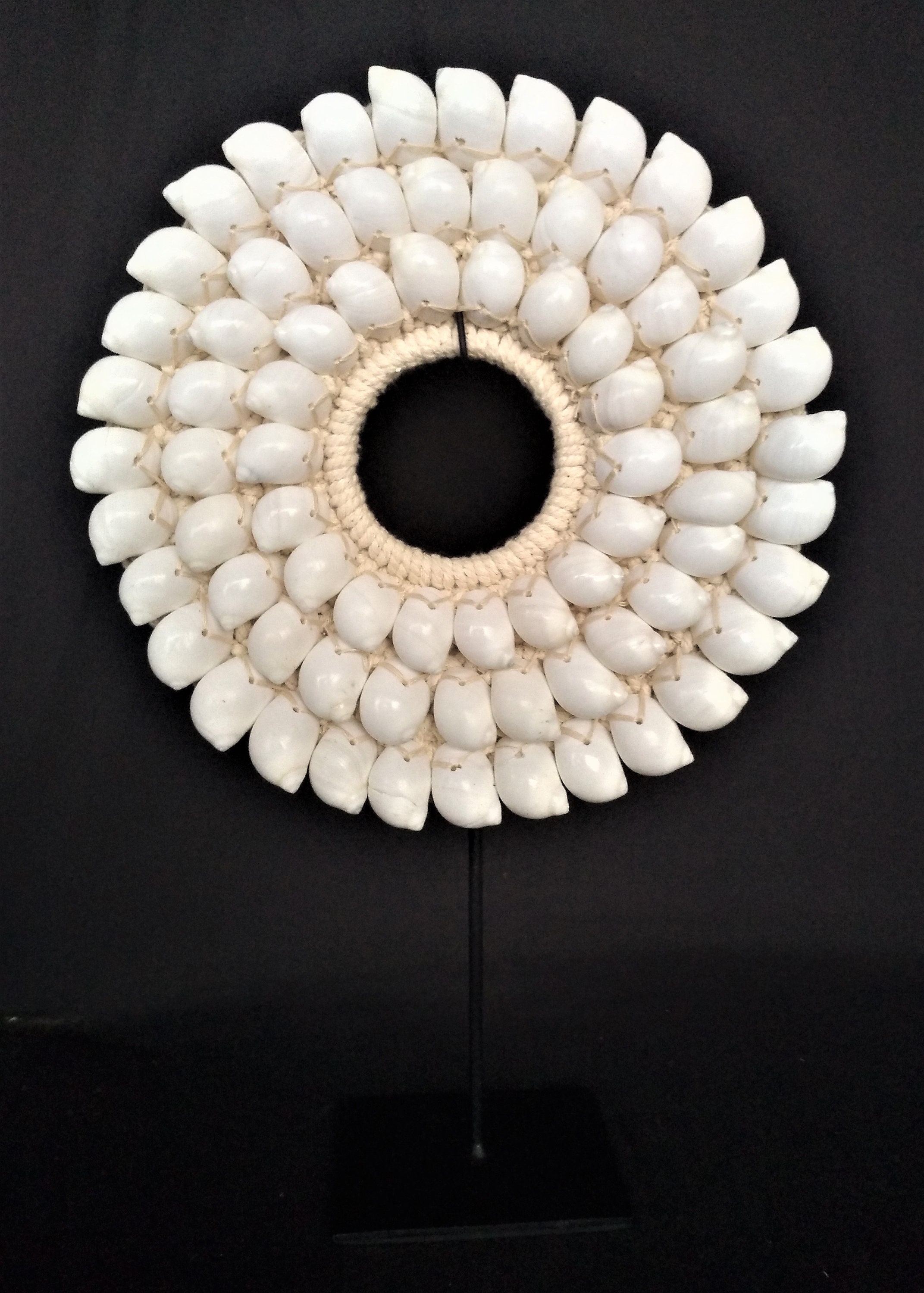 Custom Shell Wreath Shell Wreath, Shell Collar, on Custom Stand, White Shells Mounted on ...
