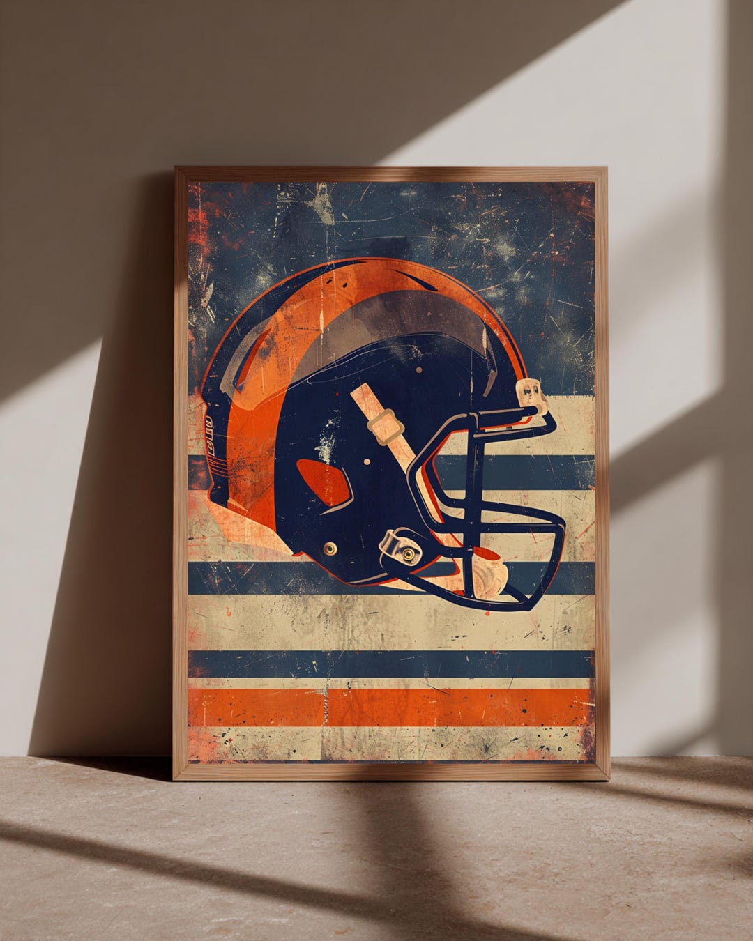 Vintage American Football Helmet Poster - Retro Sports Wall Art, Blue ...