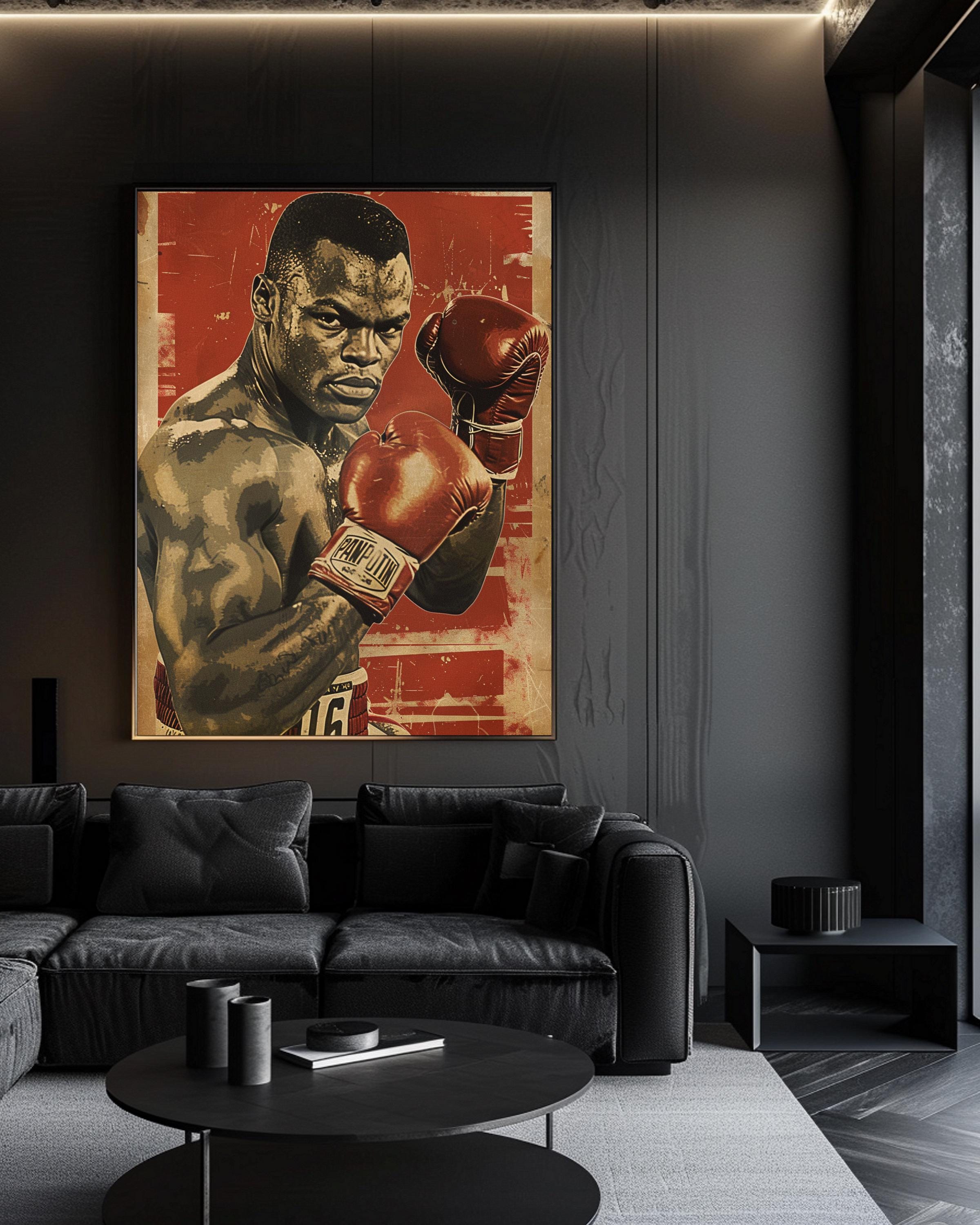 Retro Boxing Championship Poster, 1950s Vintage Fight Promotion Wall ...