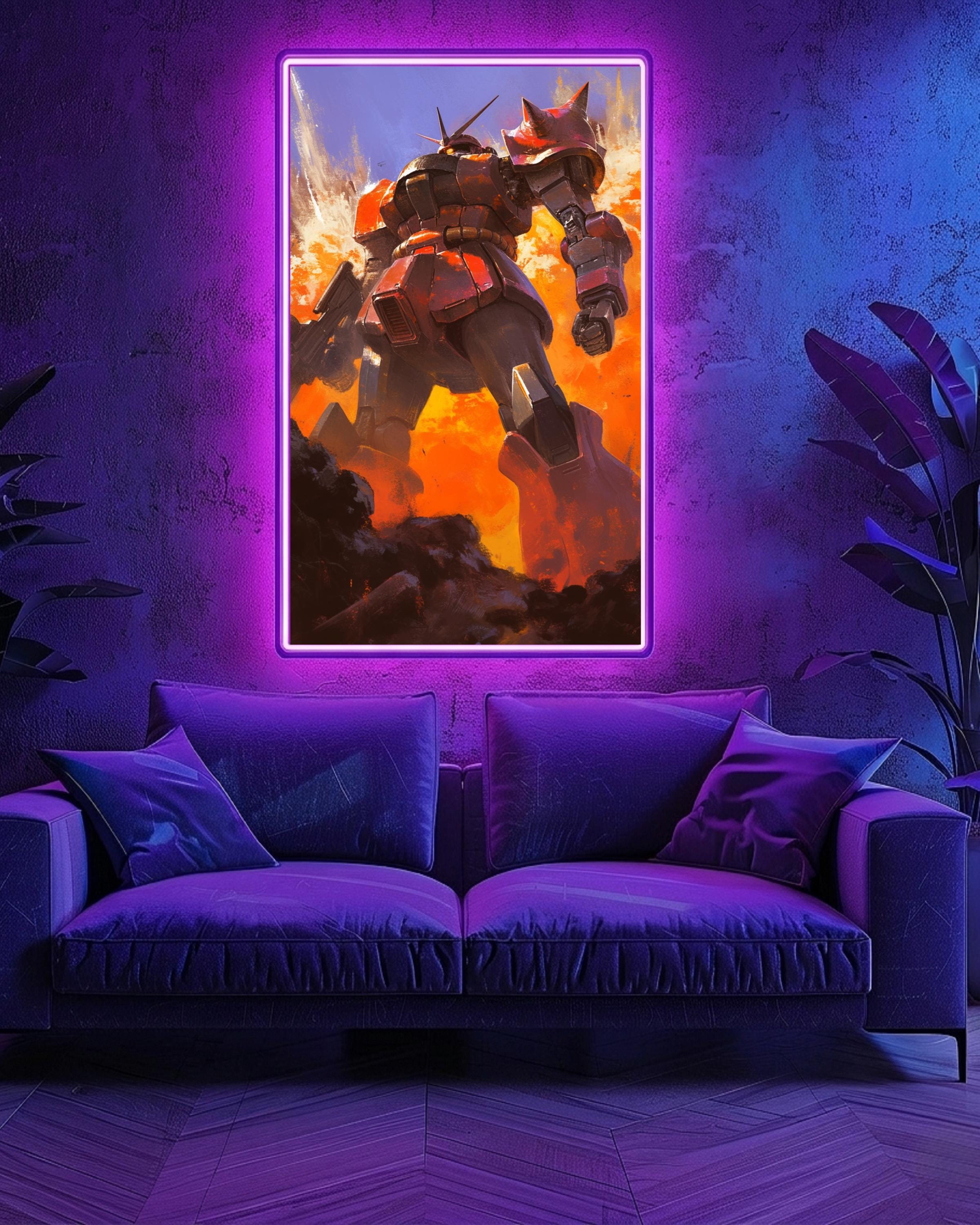 80s Exploding Poster Retro 80s Anime Mecha Battle Poster Print, Dramatic Robot Fight Scene ...
