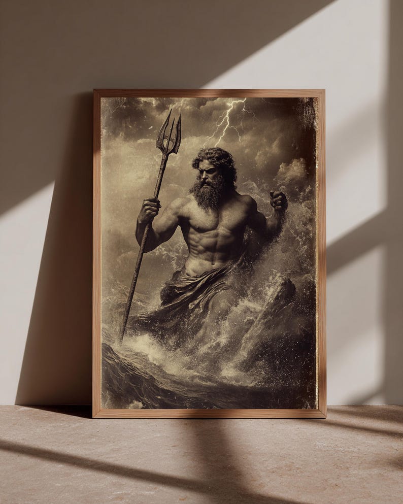 Poseidon Greek God of the Sea Poster - Vintage Mythology Wall Art ...