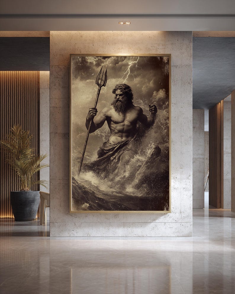 Poseidon Greek God of the Sea Poster - Vintage Mythology Wall Art ...