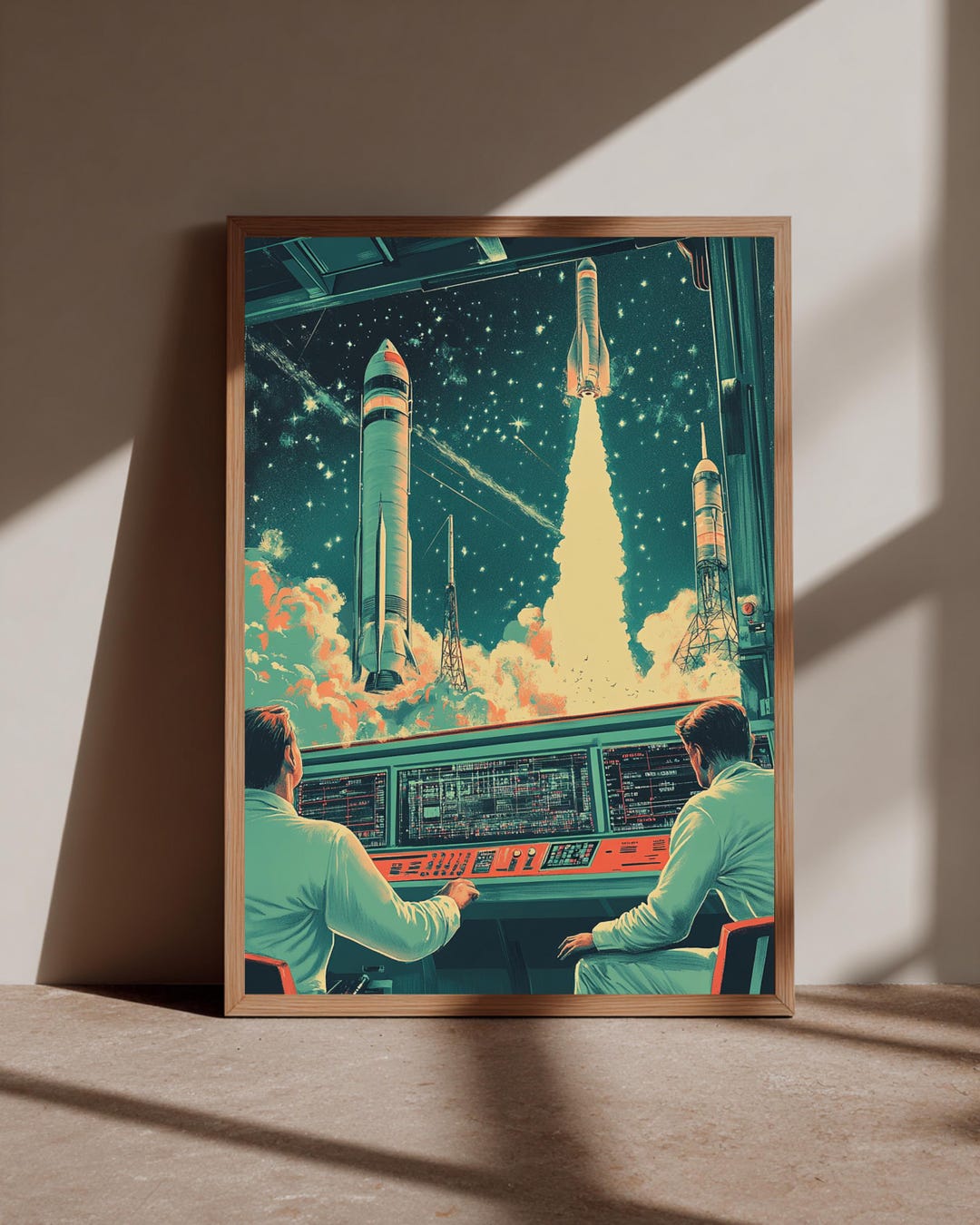 Vintage Space Race Poster - Retro Sci-fi Rocket Launch Wall Art ...