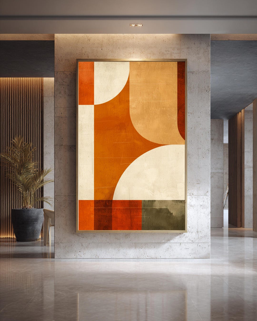 Mid Century Abstract Geometric Print, Overlapping Shapes Wall Art ...