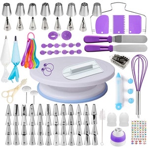 Cake Decorating Kit,137pcs Cake Decorating Supplies with Cake Turntable for Decorating,Pastry Piping Bag,Russian Piping Tips Baking Tools.