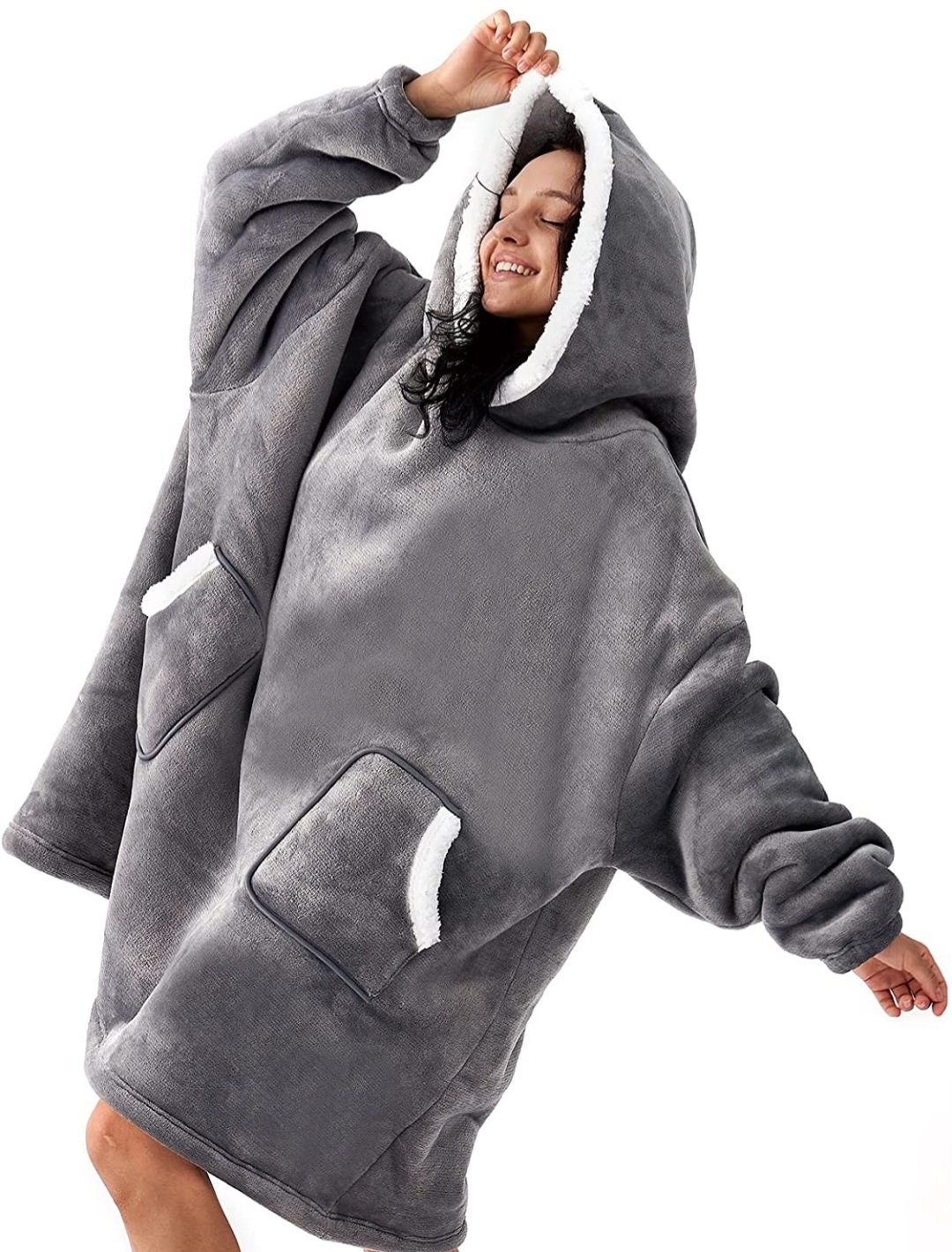Oversized Blanket Hoodie Women Men, Sherpa Fleece Snuggle Hoodie