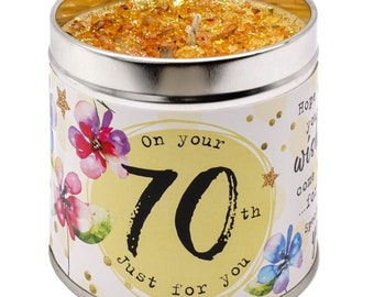 70th Birthday Candle Tin Best Kept Secrets Candles Gift for Female Friend Mum Woman Sister Niece Cousin