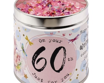 60th Birthday Candle Tin Best Kept Secrets Candles Gift for Female Friend Mum Woman Sister Niece Cousin