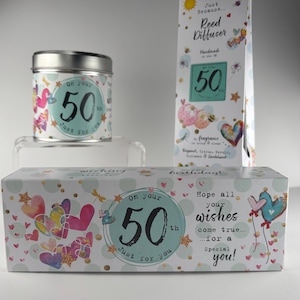 50th Birthday Candle, Tealights and Reed Diffuser Presents Gift for Her Best Kept Secrets