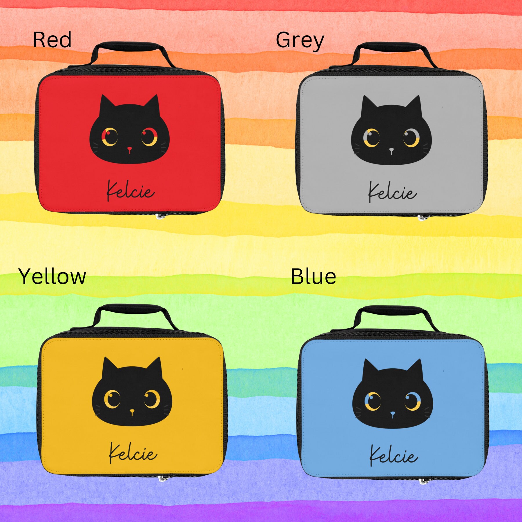 Personalized Black Cat Lunch Box/bag Back to School Cat Etsy