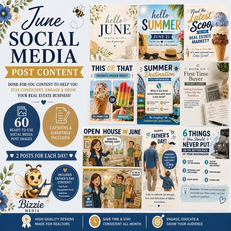 June Real Estate Social Media Content Kit | Father's Day Marketing ...