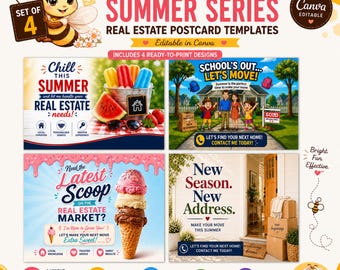 Summer Real Estate Postcard Templates | Canva Editable Realtor Farming Mailers (Digital Product)