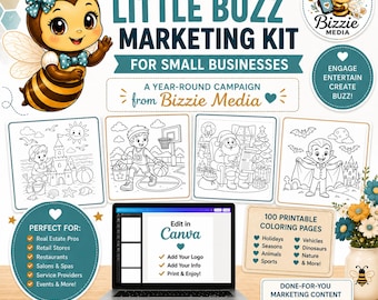 Small Business Marketing Kit | 100 Printable Coloring Pages | Custom Branded Activity Pages
