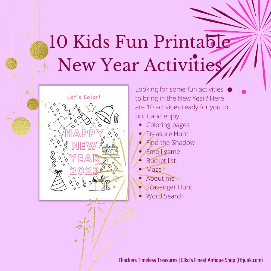 New Years Eve Kids Activities Etsy