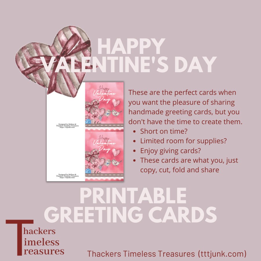 Printable Vintage Valentine's Day Cut and Fold Cards - Etsy