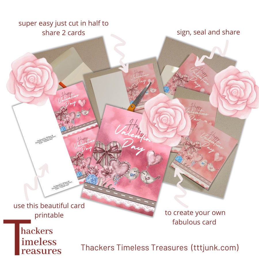 Printable Vintage Valentine's Day Cut and Fold Cards - Etsy