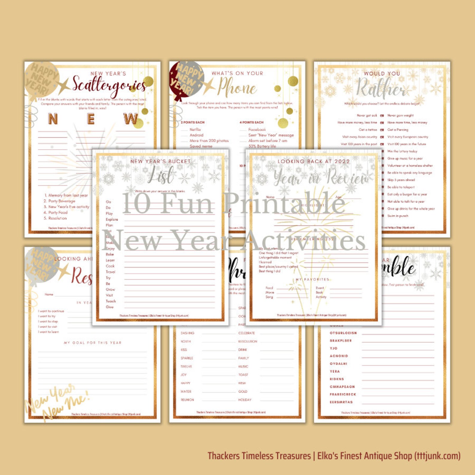 Printable New Years Activities for the Entire Family Etsy
